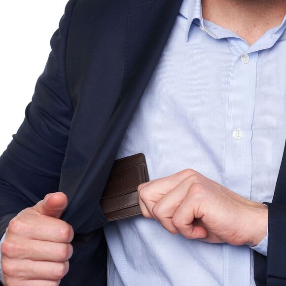 Alpine Swiss Mens RFID Safe Money Clip Minimalist Wallet ID Window Card Holder - Picture 4 of 7